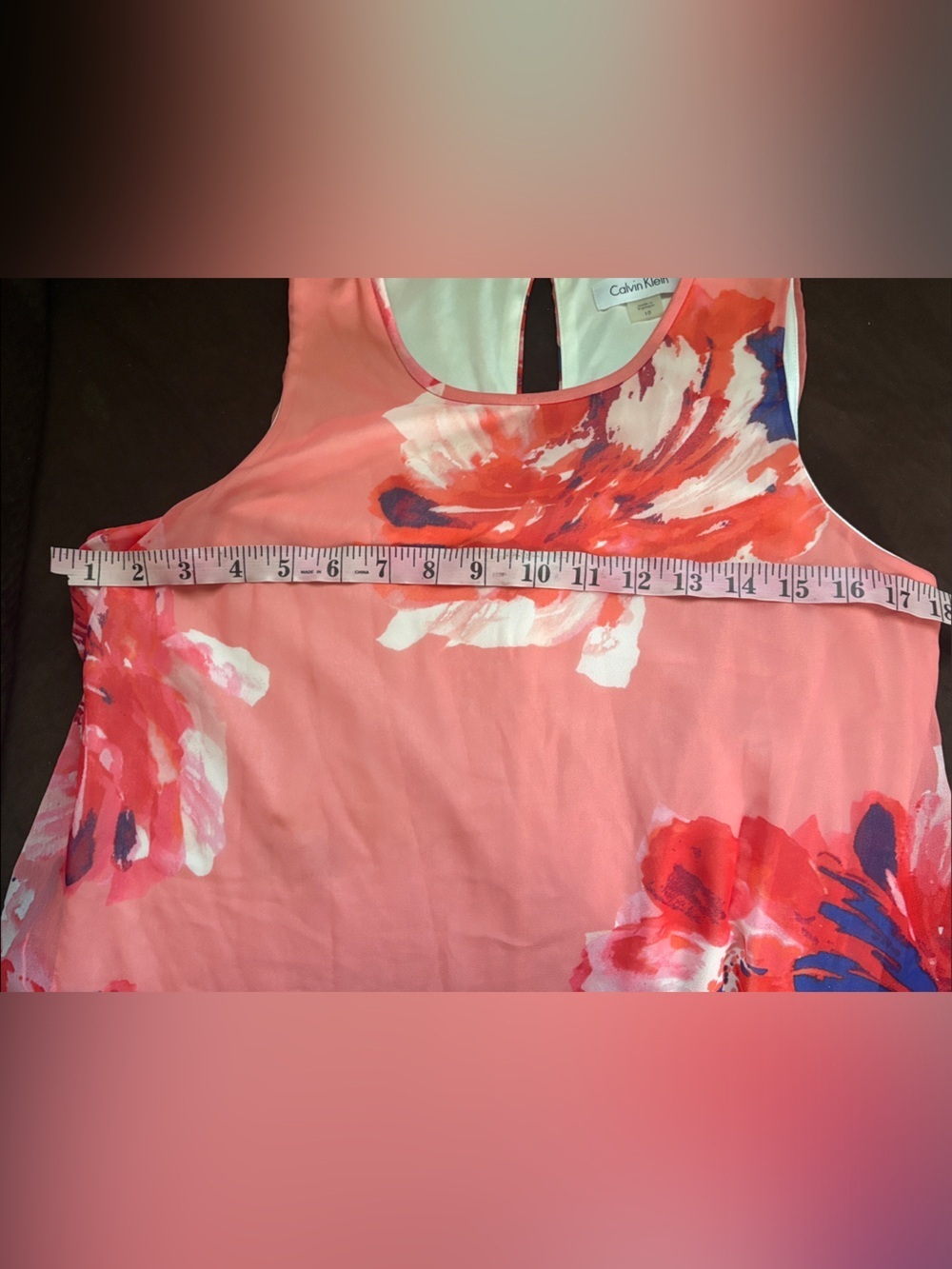 Calvin Klein Coral Floral Midi Dress - Picture 7 of 8